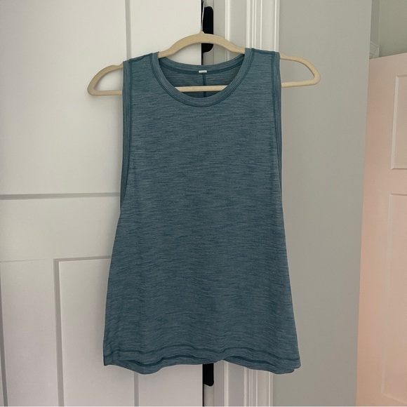 Lululemon Cardio Squad Tank II Heather Desert Teal Workout Sleeveless Muscle Top - Picture 3 of 5